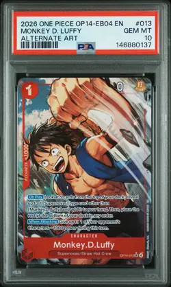 2026 ONE PIECE THE AZURE SEA'S SEVEN SPECIAL ALT ART #013 MONKEY D. LUFFY PSA 10 - Image 1