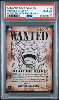 2024 ONE PIECE EMPERORS IN THE NEW WORLD WANTED ALT ART MONKEY D. LUFFY PSA 10 - Image 1
