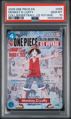 2026 ONE PIECE PROMOS COLLEGE BASKETBALL: US VOYAGE MONKEY D. LUFFY PSA 10 - Image 1