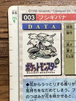Pokemon Carddass Card Venusaur File No.3 Bandai Pocket Monsters Green ver. 1996 - Image 2