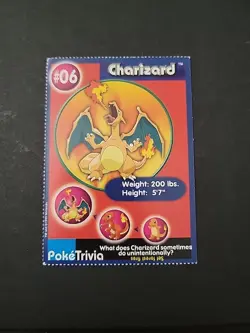 LP Charizard #6 Pokemon Burger King 1999 PokeTrivia Movie Card Perforated - Image 1