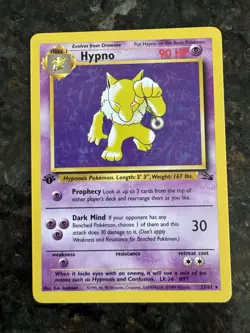 Pokemon TCG Fossil 1st Edition Hypno Card 23/62 Regular Rare, Near Mint - Image 1