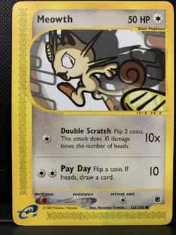 Pokemon TCG Meowth 121/165 Expedition Base Set NM Common Card Vintage - Image 1