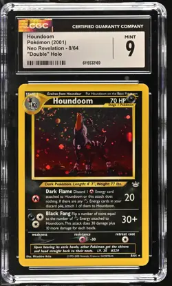CGC 9 MINT Houndoom 2001 Neo Revelation 8/64 "Double" Holo SWIRL Pokemon Card - Image 1