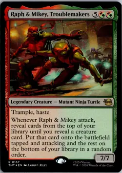 Raph & Mikey, Troublemakers R Teenage Mutant Ninja Turtles 167 NM Foil Magic - Image 1