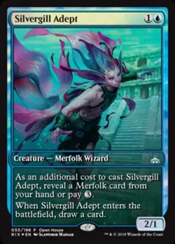 1 x Silvergill Adept - Foil - Open House Promo - Rivals of Ixalan - Light Play - - Image 1
