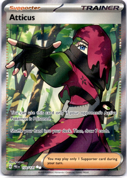Pokemon TCG Atticus 133/131 Prismatic Evolutions Full Art Holo Rare Near Mint - Image 1