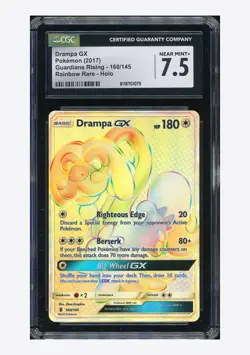 Pokemon CGC 7.5 Drampa GX Secret Rare 2017 160/145 Guardians Rising English - Image 1