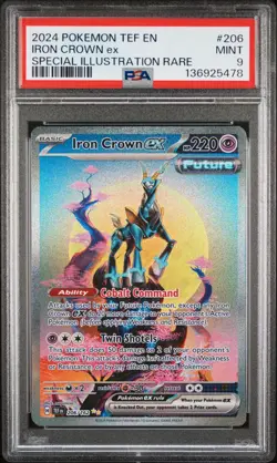 136925478 Iron Crown ex 2024 Pokemon Scarlet Violet Temporal Forces #206 PSA 9 - Image 1