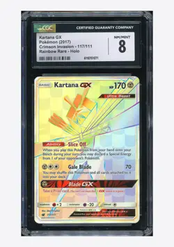 Pokemon CGC 8 Kartana GX Secret Rare 2017 117/111 Crimson Invasion English - Image 1