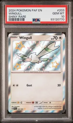 PSA 10 WINGULL #203 2024 POKEMON PAF EN-PALDEAN FATES SHINY RARE - Image 1