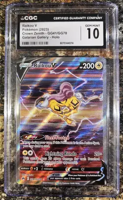 Pokemon 2023 Crown Zenith Raikou V GG41 CGC 10 GEM MINT - Image 1