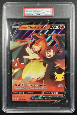 LANCE'S CHARIZARD V PSA 10 2021 POKEMON SWSH BSP #SWSH133 CELEBRATIONS JUMBO 32 - Image 1