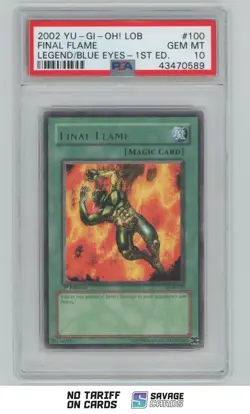 2002 Yu-Gi-Oh Legend/Blue Eyes 1st Edition Final Flame PSA 10 #LOB-100 - Image 1