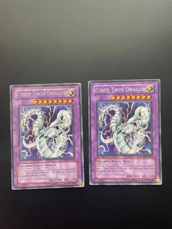 Yugioh Cyber Twin Dragon DP04-EN011 Rare Mixed Editions Damaged X2 - Image 1