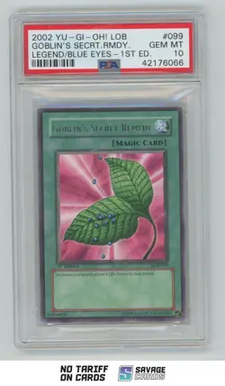 2002 Yu-Gi-Oh Legend/Blue Eyes 1st Edition Goblin's Secret Remedy PSA 10 - Image 1