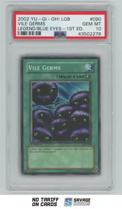 2002 Yu-Gi-Oh Legend/Blue Eyes 1st Edition Vile Germs PSA 10 #LOB-090 - Image 1
