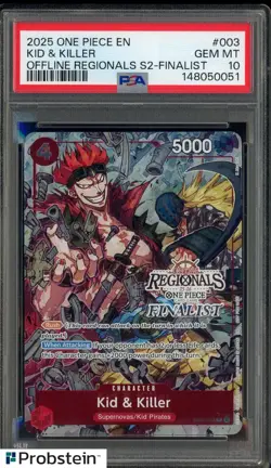 2025 ONE PIECE OFFLINE REGIONALS FINALIST #003 KID & KILLER PROMO PSA 10 - Image 1