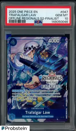2025 ONE PIECE OFFLINE REGIONALS FINALIST OP07-047 TRAFALGAR LAW PROMO PSA 10 - Image 1