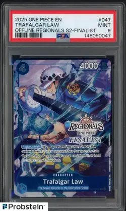 2025 ONE PIECE OFFLINE REGIONALS FINALIST OP07-047 TRAFALGAR LAW PROMO PSA 9 - Image 1
