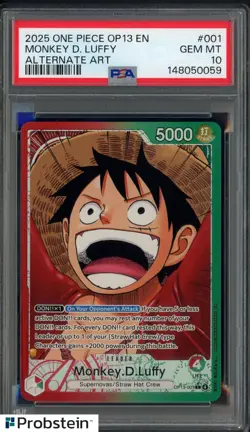 2025 One Piece OP13 EN Alternate Art #001 Monkey D. Luffy PSA 10 GEM MINT - Image 1