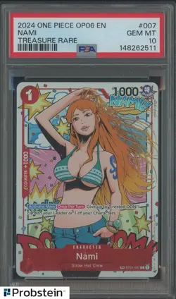 2024 One Piece OP06 EN Treasure Rare #007 Nami PSA 10 GEM MINT - Image 1