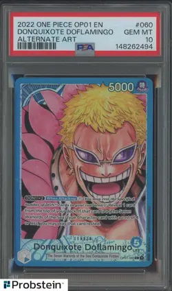 2022 One Piece OP01 EN Alternate Art #060 Donquixote Doflamingo PSA 10 - Image 1