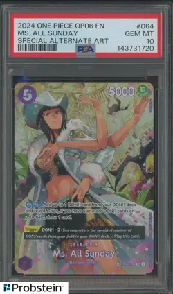 2024 One Piece OP06 EN Special Alternate Art #064 Ms All Sunday PSA 10 - Image 1