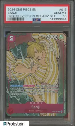 2024 One Piece En English Version 1st Anv Set #013 Sanji PSA 10 GEM MINT #2 - Image 1