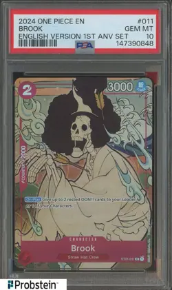 2024 One Piece En English Version 1st Anv Set #011 Brook PSA 10 GEM MINT #2 - Image 1