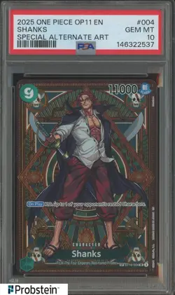 2025 One Piece OP11 EN Special Alternate Art #004 Shanks PSA 10 GEM MINT - Image 1