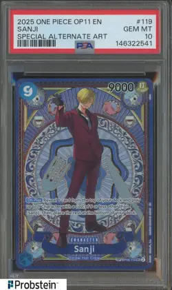 2025 One Piece OP11 EN Special Alternate Art #119 Sanji PSA 10 GEM MINT - Image 1