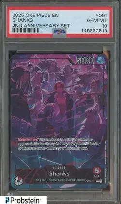 2025 One Piece EN 2nd Anniversary Set #001 Shanks PSA 10 GEM MINT - Image 1