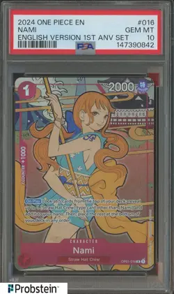 2024 One Piece En English Version 1st Anv Set #016 Nami PSA 10 GEM MINT - Image 1