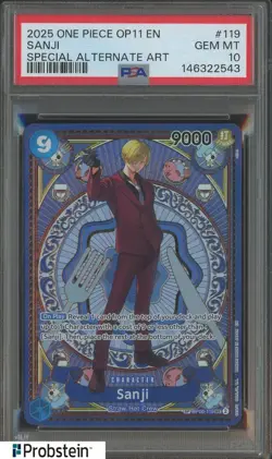 2025 One Piece OP11 EN Special Alternate Art #119 Sanji PSA 10 GEM MINT - Image 1