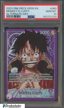 2023 One Piece OP05 EN Alternate Art #060 Monkey D Luffy PSA 10 GEM MINT - Image 1