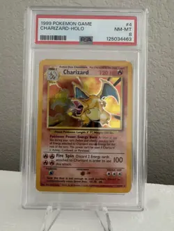 Pokemon 1999 Charizard Holo Base Set 4/102 Card PSA 8 NM MT - Image 1
