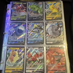 Pokemon Binder Lot Pikachu Charizard Tyranitar V GX EX Holo Energy Cards - Image 1