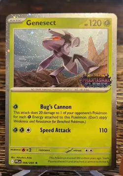 Pokemon Genesect Promo Card Phantasmal Flames Stamped 008/094 Cosmos Holo - Image 1