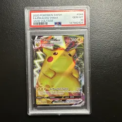 2020 POKEMON SWORD & SHIELD VIVID VOLTAGE #044 FULL ART/PIKACHU VMAX PSA 10 - Image 1