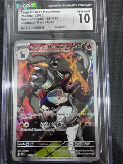 Pokemon TCG Destined Rivals Team Rocket's Houndoom IR 191/182 CGC Gem Mint 10 - Image 1