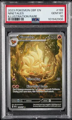 2023 POKEMON OBF EN-OBSIDIAN FLAMES ILLUSTRATION RARE #199 NINETALES PSA 10 - Image 1