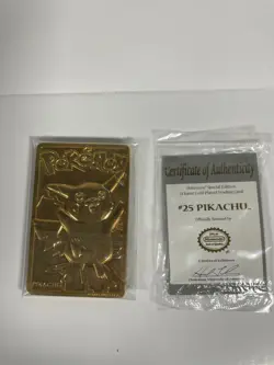 BR C Burger King Pokemon 23K Gold Plated Pikachu #25 + Pokeball + Box + LE COA - Image 2