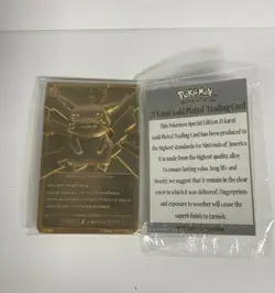 BR C Burger King Pokemon 23K Gold Plated Pikachu #25 + Pokeball + Box + LE COA - Image 3