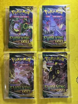 Evolving Skies Booster Pack Full Art Set - 4 Sealed Pokemon Packs - New & Sealed - Image 1