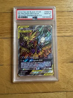 Pokemon TCG: Moltres Zapdos Articuno GX SM210 Stained Glass Promo - PSA 10! - Image 1
