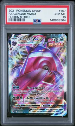 2021 POKEMON SWORD & SHIELD FUSION STRIKE #157 FULL ART/GENGAR VMAX PSA 10 - Image 1