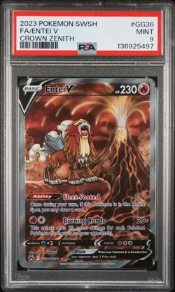 5497 Entei V 2023 Pokemon Sword & Shield Crown Zenith #GG36 PSA 9 - Image 1