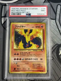 PSA 9 1998 Pokemon Japanese Starter Moltres - Holo Red Green Gift Set #146 - Image 1