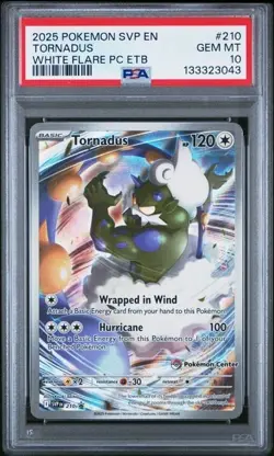 2025 POKEMON SVP WHITE FLARE POKEMON CENTER ETB PROMO #210 TORNADUS PSA 10 GEM - Image 1